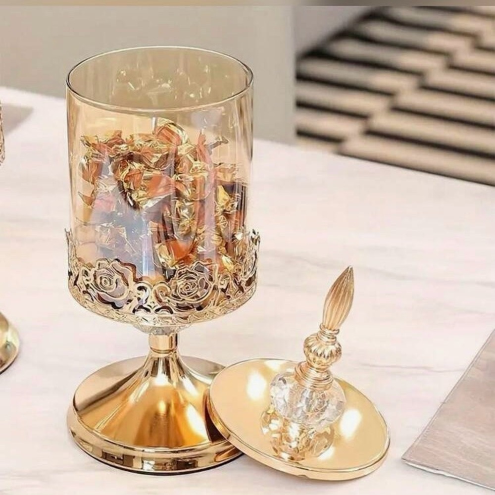 Candy Dish Vintage-Style LOT Cookies Makeup Brushes Jar Pedestal